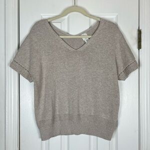 Joie Minimalist 100% Cotton Short Dolman Sleeve V-Neck Sweater Top
